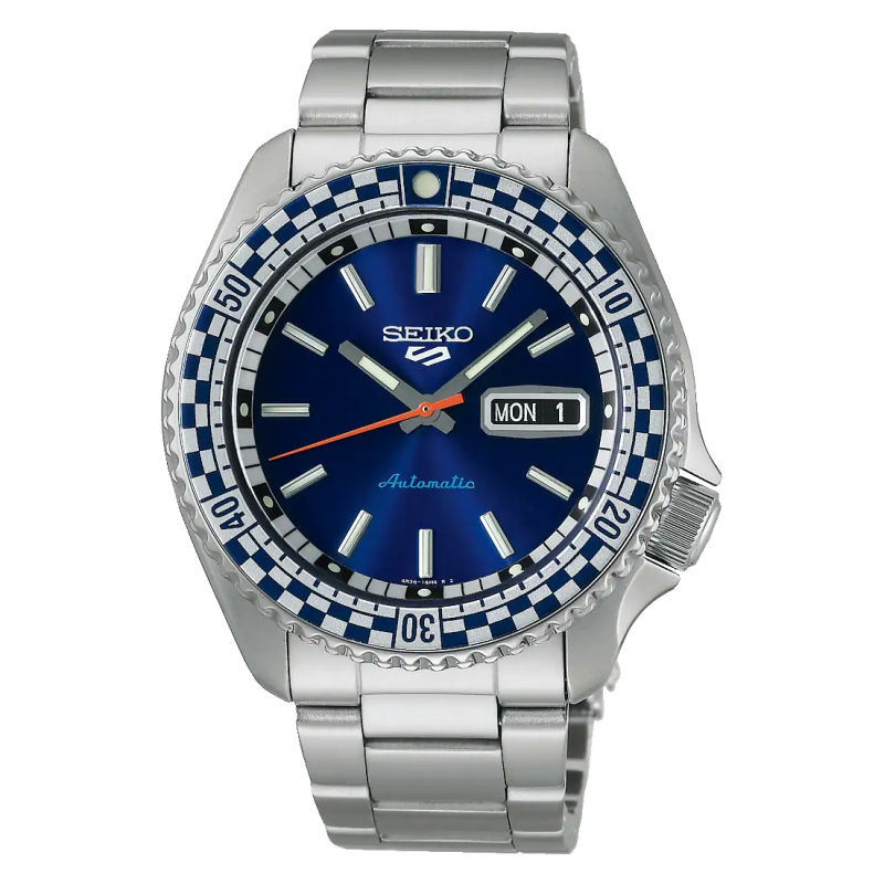 Reloj SEIKO 5 Sport Petrol Blue "Checker Flag" Edición Especial SRPK65K1