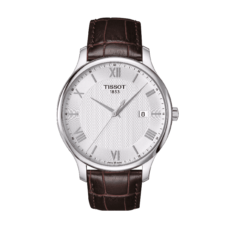 Reloj Tissot Tradition 42mm Plata/Cuero Marrón T063.610.16.038.00