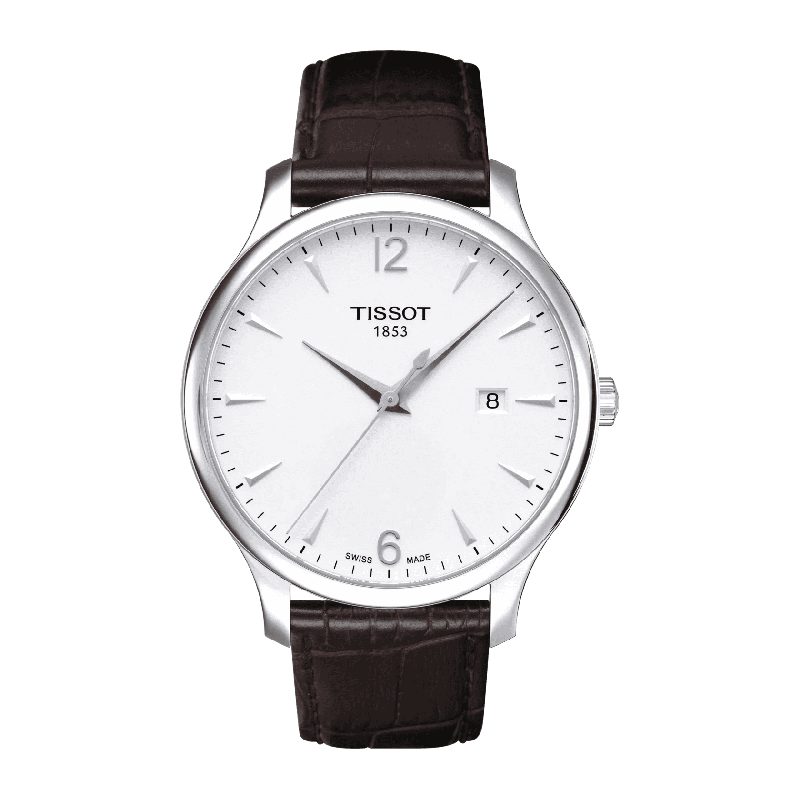 Reloj Tissot Tradition 42mm Plata/Cuero Marrón T063.610.16.047.00