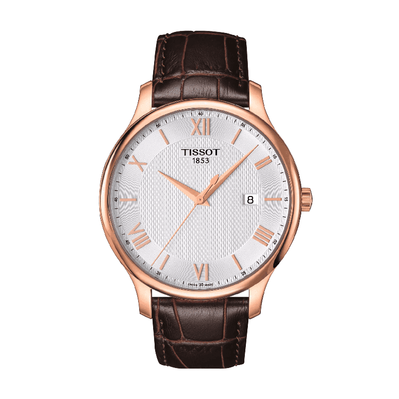 Reloj Tissot Tradition 42mm Plata/Cuero Marrón T063.610.36.038.00