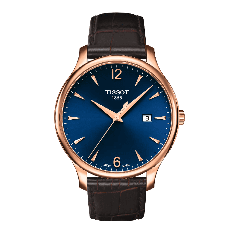 Reloj Tissot Tradition 42mm Azul/Cuero Marrón T063.610.36.047.00