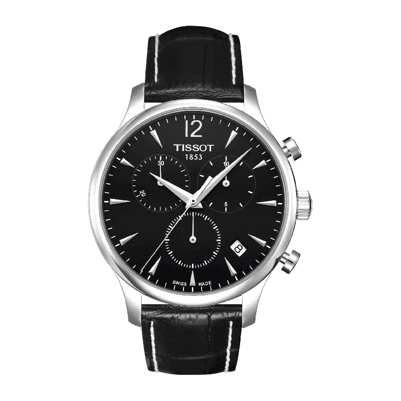 Reloj Tissot Tradition Chronograph 42mm Negro/Cuero Negro T063.617.16.057.00