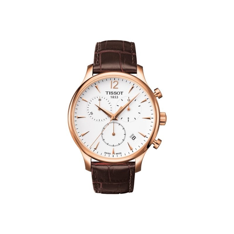 Reloj Tissot Tradition Chronograph 42mm Plata/Cuero Marrón T063.617.36.037.00