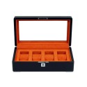 Watch Box para 4 Relojes Negro y Terciopelo Naranja RS-3420-4-BL-ORA Rothenschild