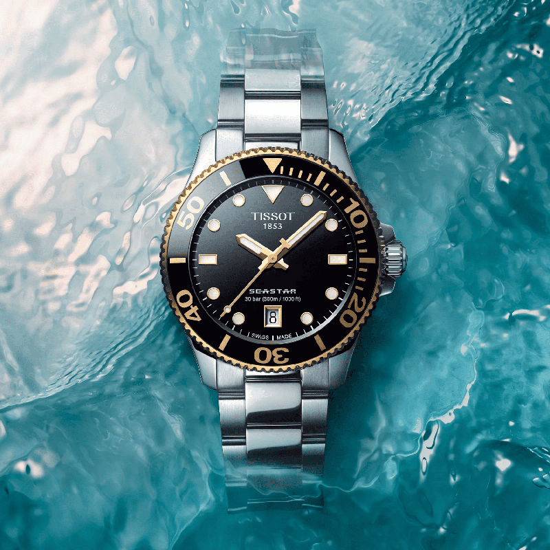 Reloj Tissot Seastar 1000 36mm Negro/Dorado T120.210.21.051.00